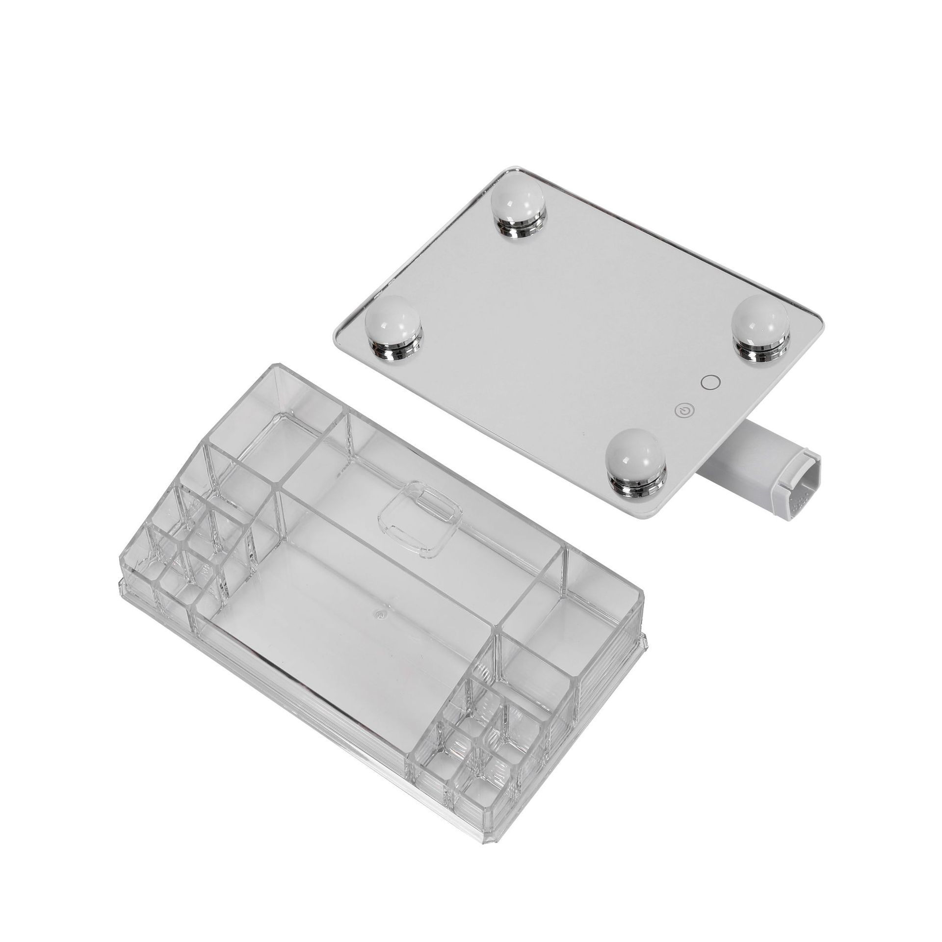 LED水晶灯泡方形4个灯泡 台式美容镜360度便携梳妆LED化妆镜带灯详情图8