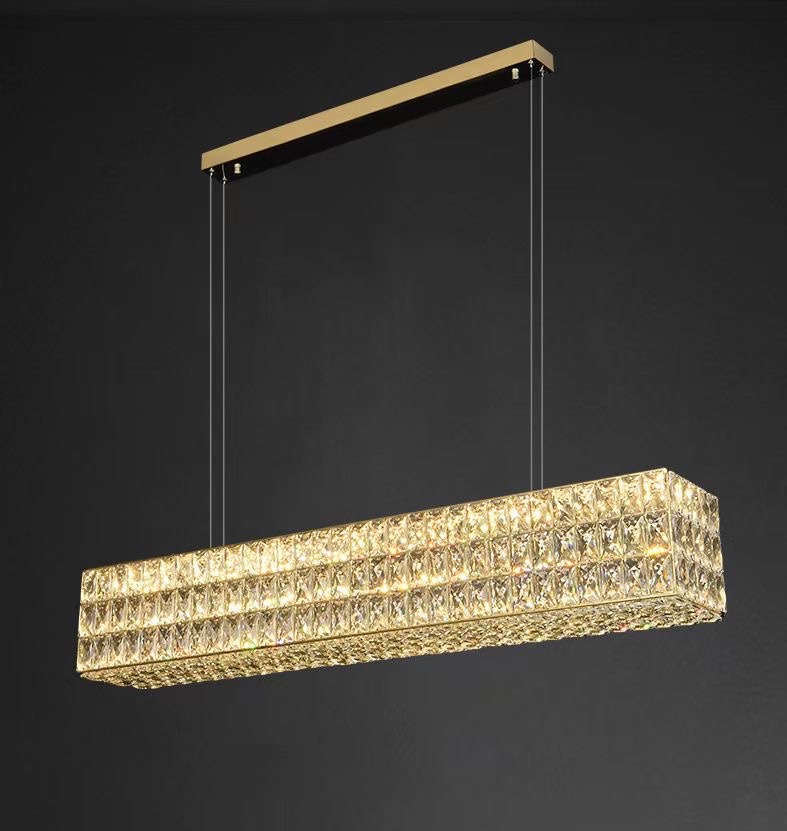 A light luxury crystal rectangular dining chandelier Specification image