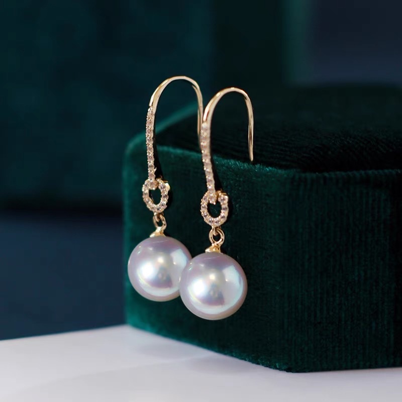 Diamond ear hook tendencia de moda clásica perla earloop pendientes earloop para mujeres details Picture