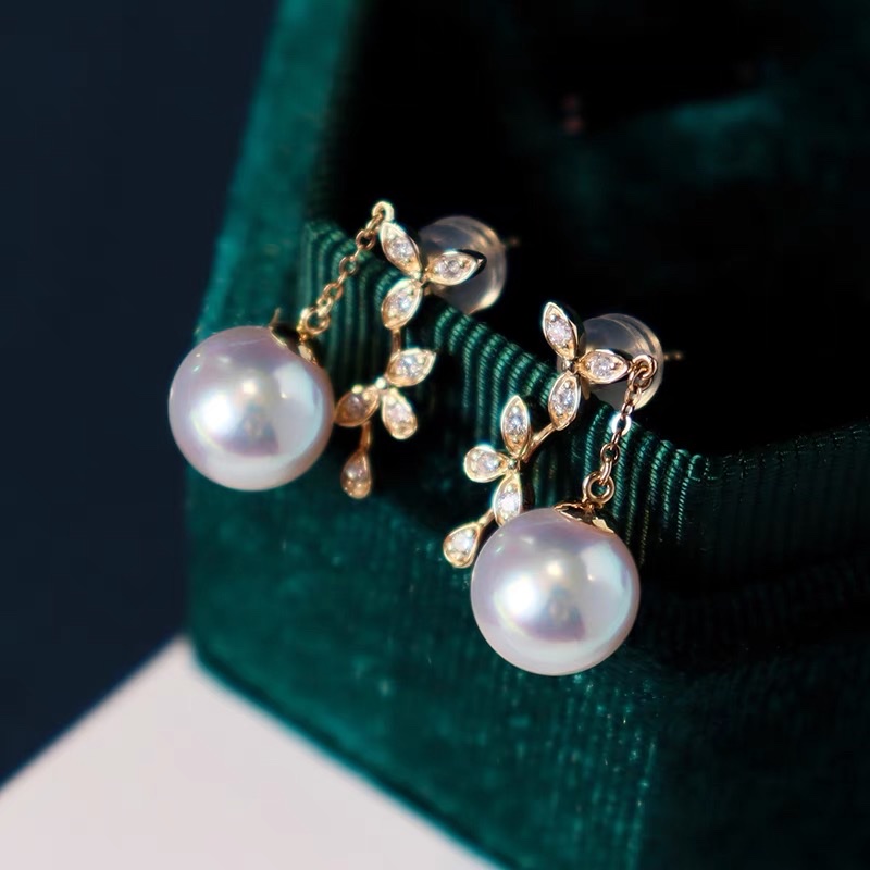 Flores de oro orejeras pendientes de perlas pendientes pendientes pendientes diamante mujer details Picture