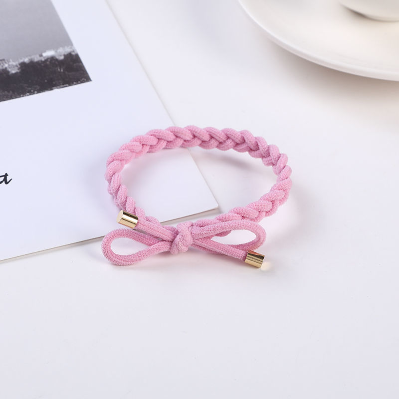 Spring series high-end thick hair tie bow, high-elasticity hand-woven hair band, basic durability, no hair constriction, rubber band headband detail image 11