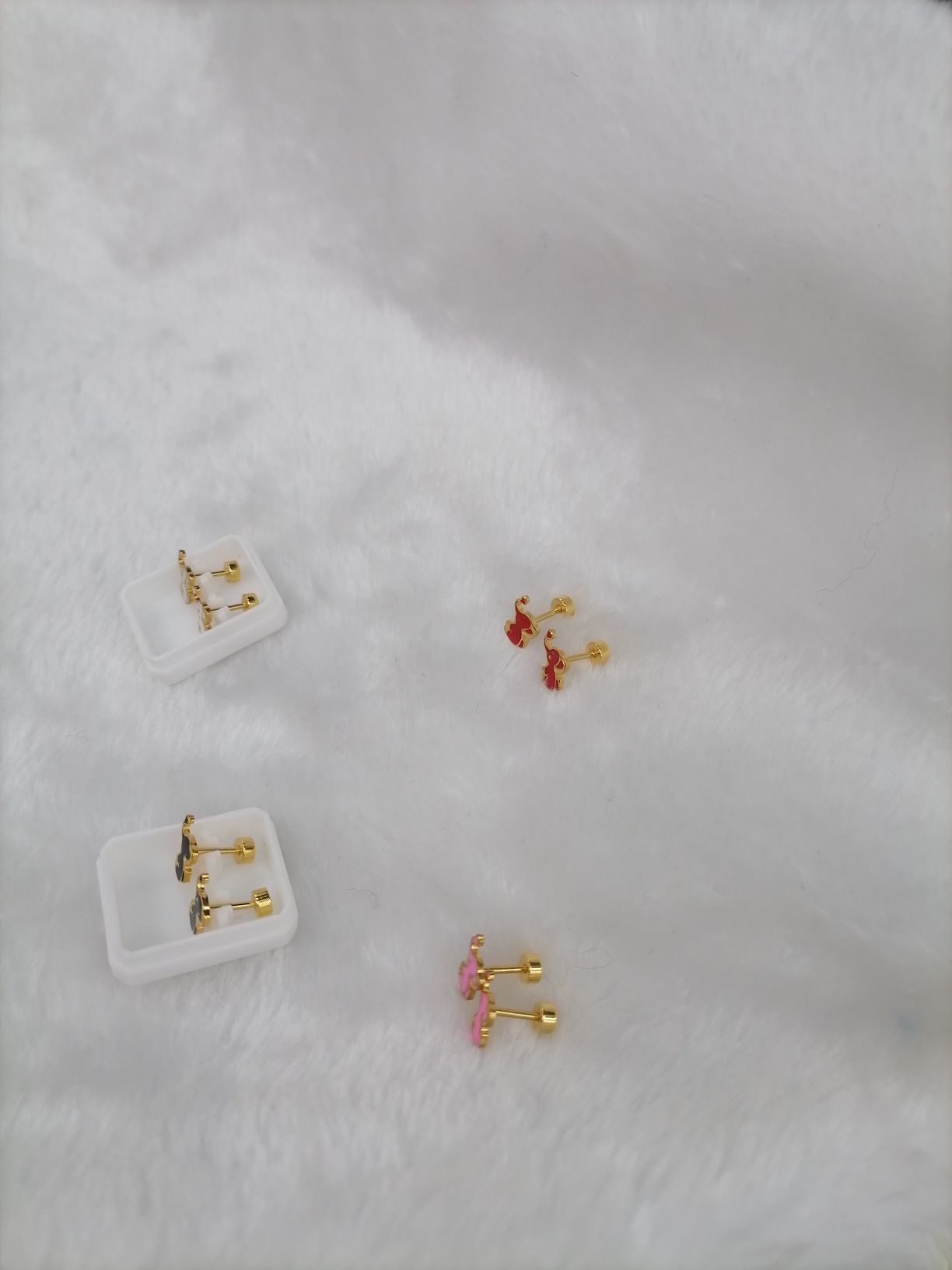 Titanium steel gold animal earrings with oil dripping, 3 pairs of each in 4 colors detail image 2