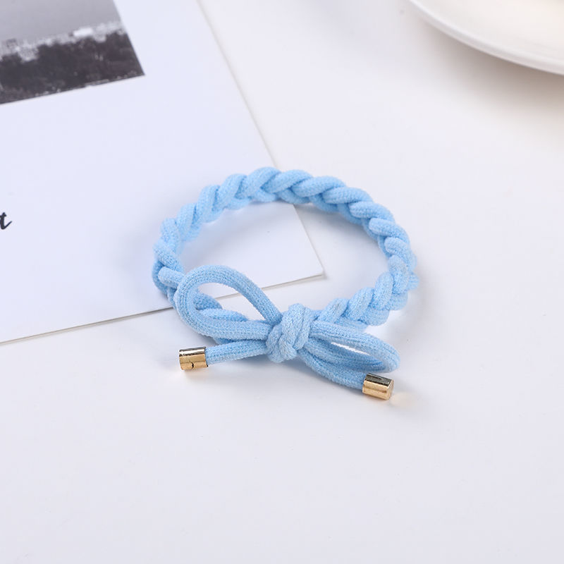 Spring series high-end thick hair tie bow, high-elasticity hand-woven hair band, basic durability, no hair constriction, rubber band headband Application Scenario