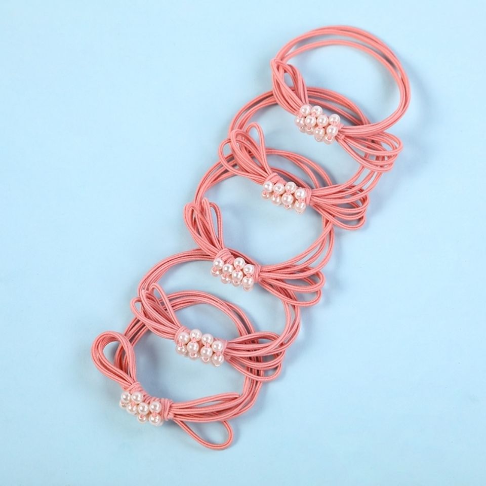 New simple bow pearl hair band, adult hair tie, women's hair tie, rubber band, fresh and basic hair accessory, hair tie detail image 10