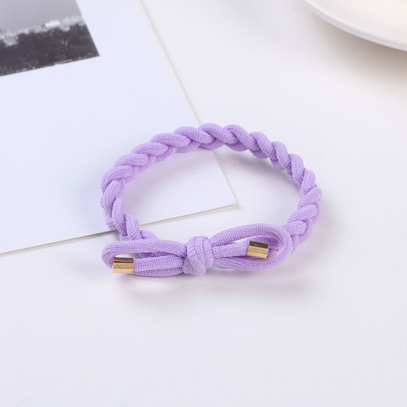Spring series high-end thick hair tie bow, high-elasticity hand-woven hair band, basic durability, no hair constriction, rubber band headband Specification image