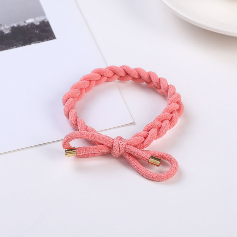 Spring series high-end thick hair tie bow, high-elasticity hand-woven hair band, basic durability, no hair constriction, rubber band headband detail image 7