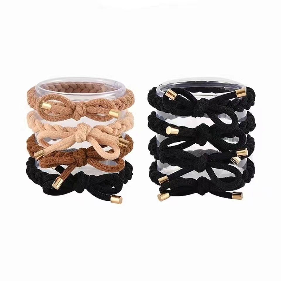 Spring series high-end thick hair tie bow, high-elasticity hand-woven hair band, basic durability, no hair constriction, rubber band headband detail image 2