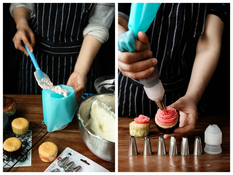6-piece piping nozzle set, piping converter, silicone piping bag, cream squeezing tool, baking cake piping details Picture