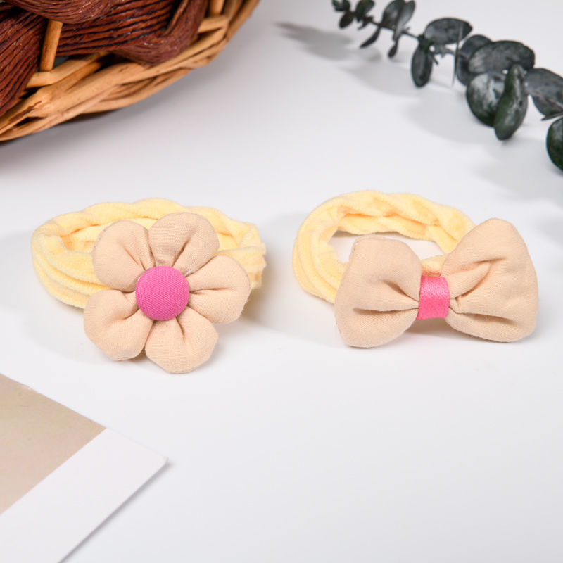 Children's fabric flower bow, elastic elastic hair band, girls' hair tie, towel band, hair accessory detail image 14