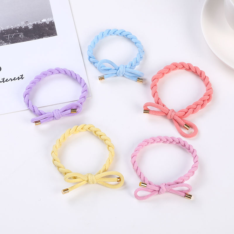 Spring series high-end thick hair tie bow, high-elasticity hand-woven hair band, basic durability, no hair constriction, rubber band headband detail image 3