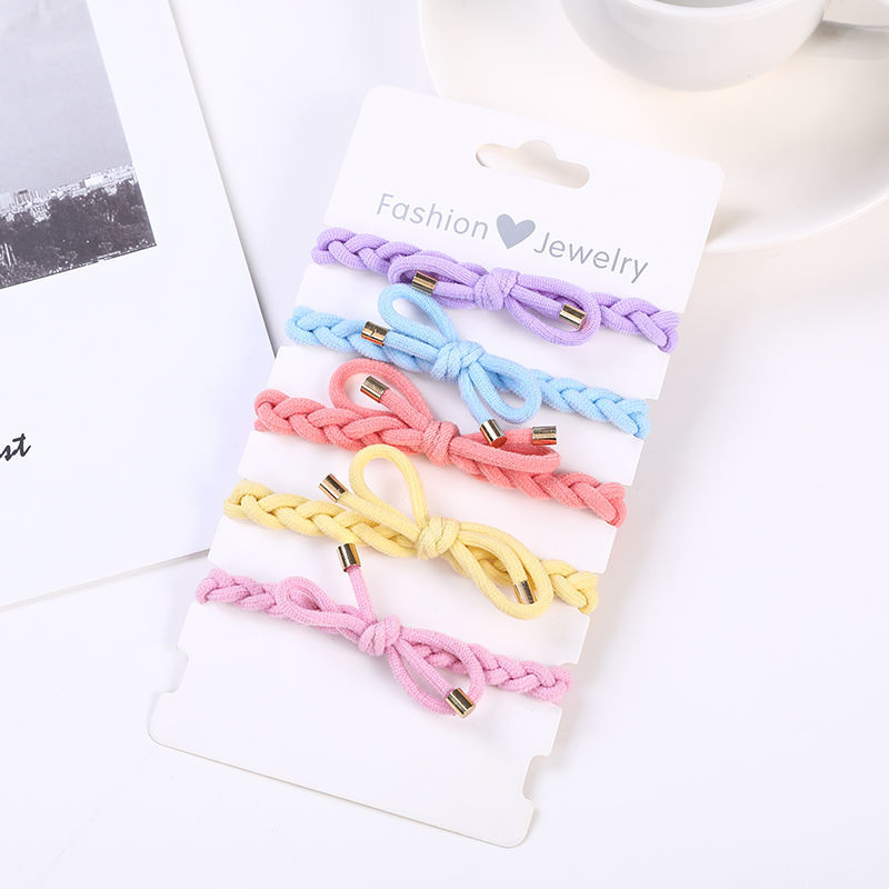Spring series high-end thick hair tie bow, high-elasticity hand-woven hair band, basic durability, no hair constriction, rubber band headband details Picture