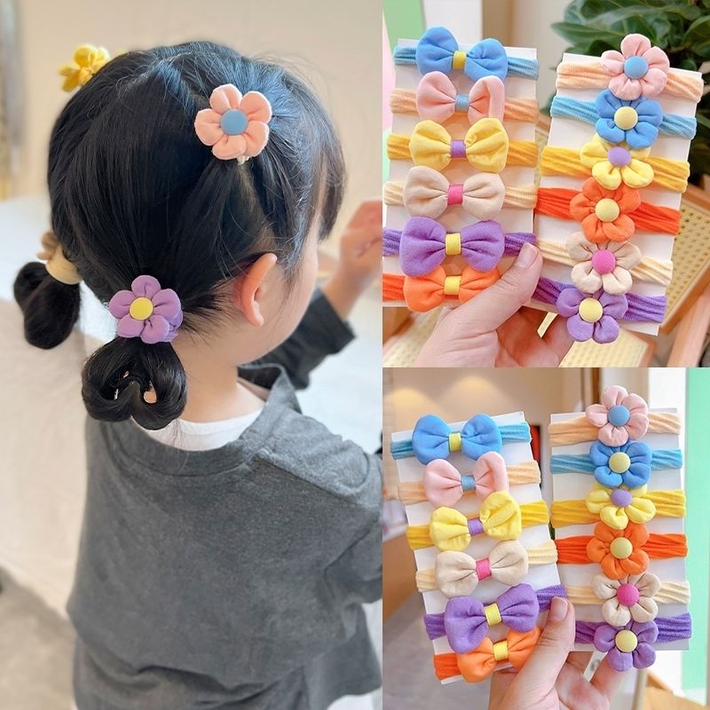 Children's fabric flower bow, elastic elastic hair band, girls' hair tie, towel band, hair accessory detail image 7