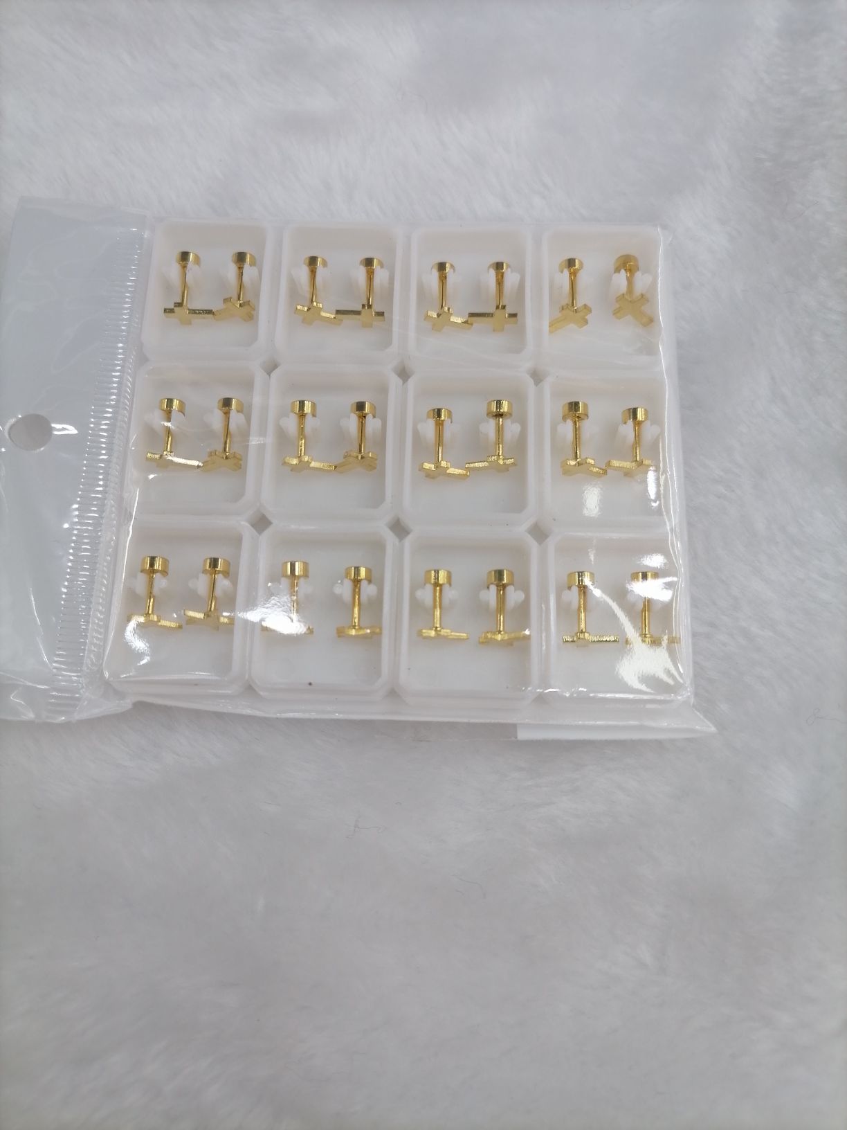 Titanium steel golden cross ear studs detail image 3