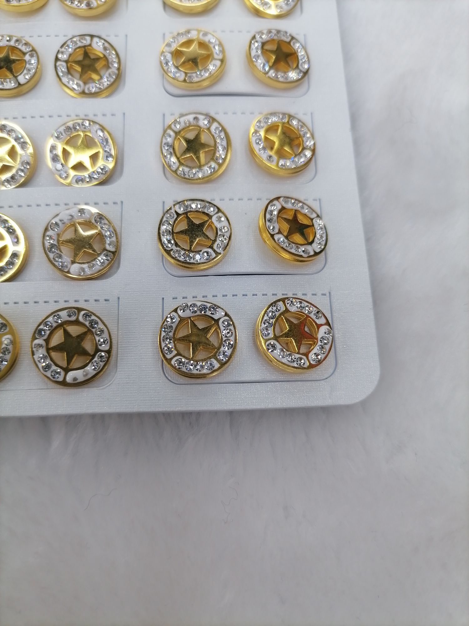 Titanium steel golden hollowed-out five-pointed star with diamond stud earrings detail image 3