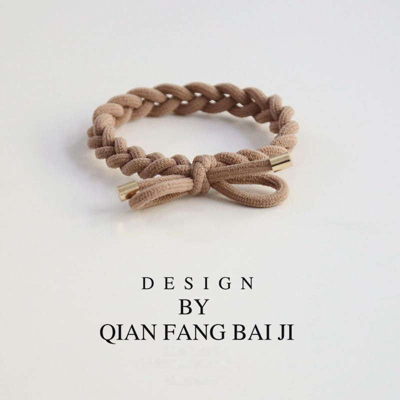 Spring series high-end thick hair tie bow, high-elasticity hand-woven hair band, basic durability, no hair constriction, rubber band headband detail image 14