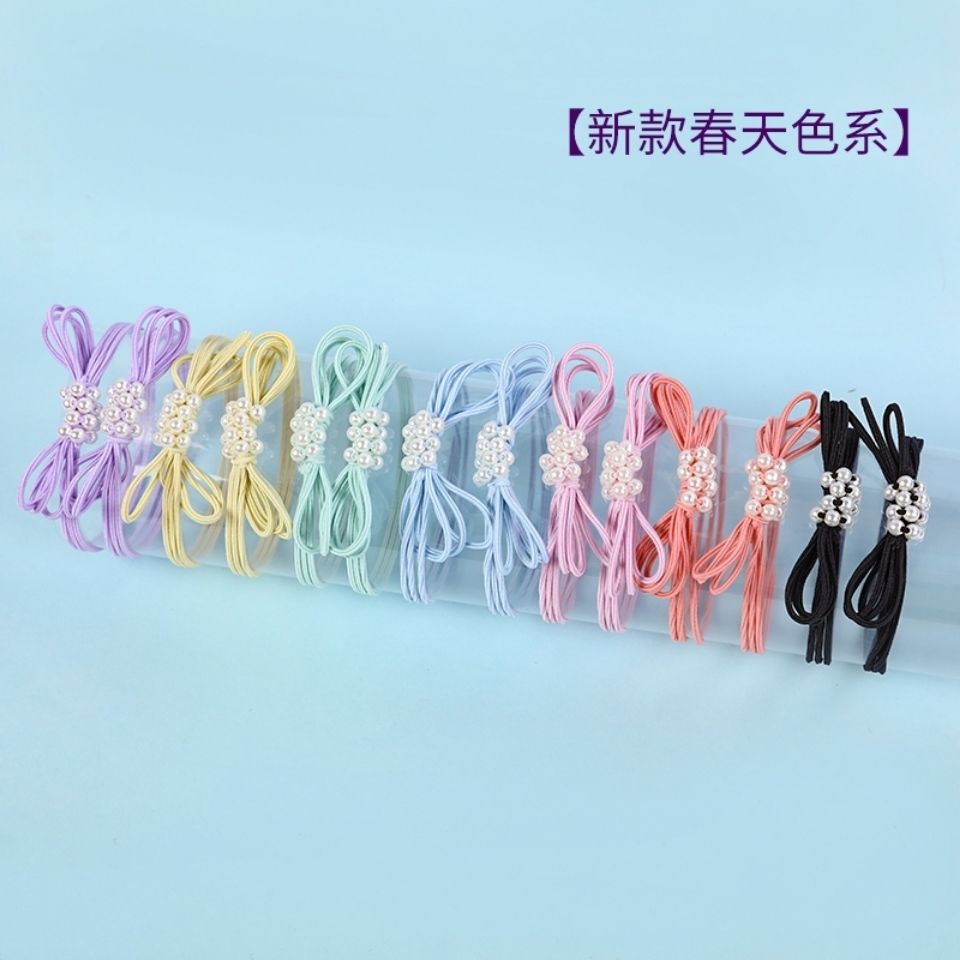 New simple bow pearl hair band, adult hair tie, women's hair tie, rubber band, fresh and basic hair accessory, hair tie