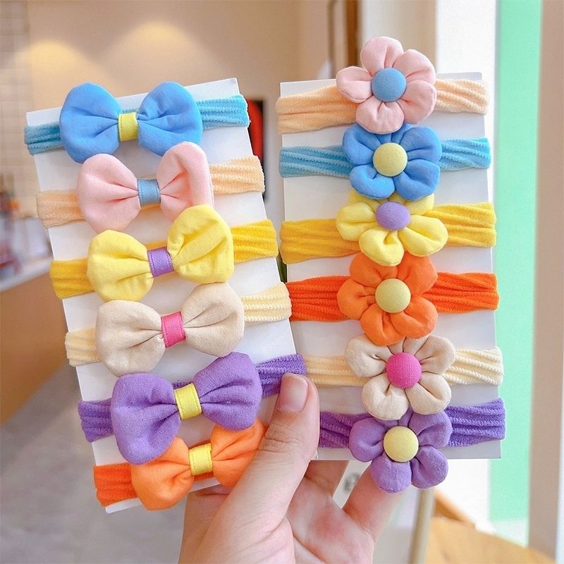 Children's fabric flower bow, elastic elastic hair band, girls' hair tie, towel band, hair accessory detail image 8