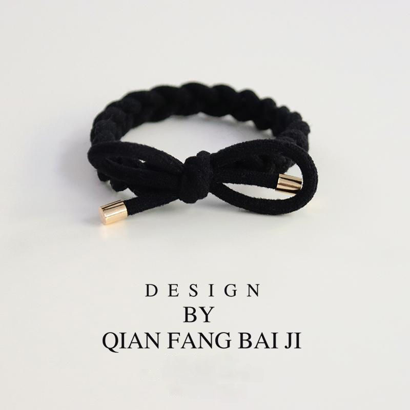 Spring series high-end thick hair tie bow, high-elasticity hand-woven hair band, basic durability, no hair constriction, rubber band headband detail image 12