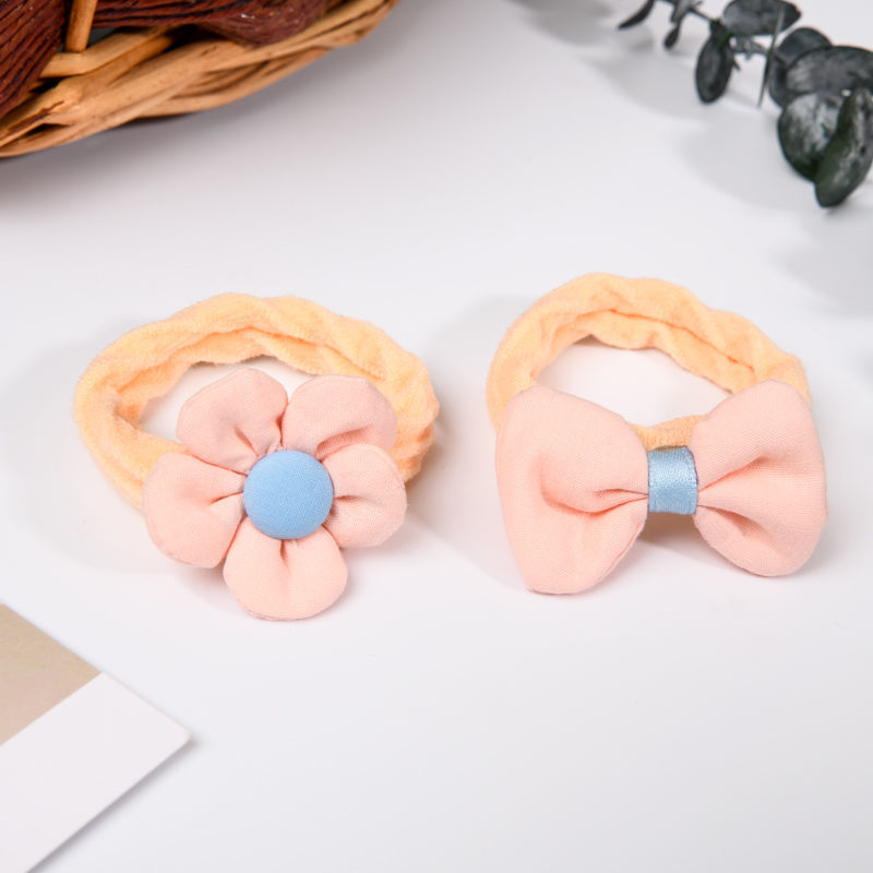 Children's fabric flower bow, elastic elastic hair band, girls' hair tie, towel band, hair accessory detail image 9