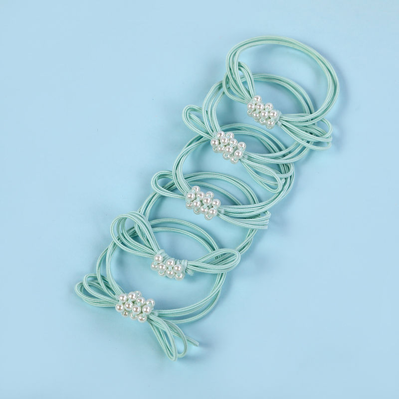 New simple bow pearl hair band, adult hair tie, women's hair tie, rubber band, fresh and basic hair accessory, hair tie detail image 15