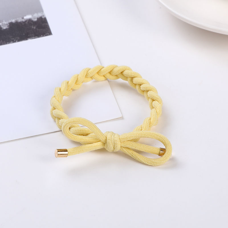 Spring series high-end thick hair tie bow, high-elasticity hand-woven hair band, basic durability, no hair constriction, rubber band headband detail image 4