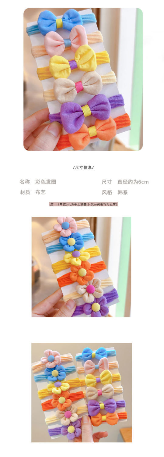 Children's fabric flower bow, elastic elastic hair band, girls' hair tie, towel band, hair accessory detail image 3