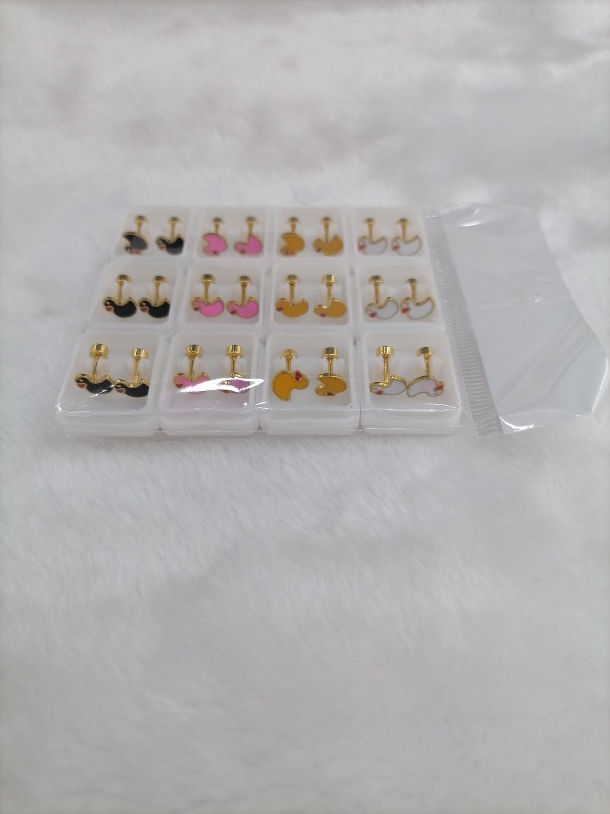Titanium steel gold animal oil drip earrings, 3 pairs of 4 colors each detail image 2