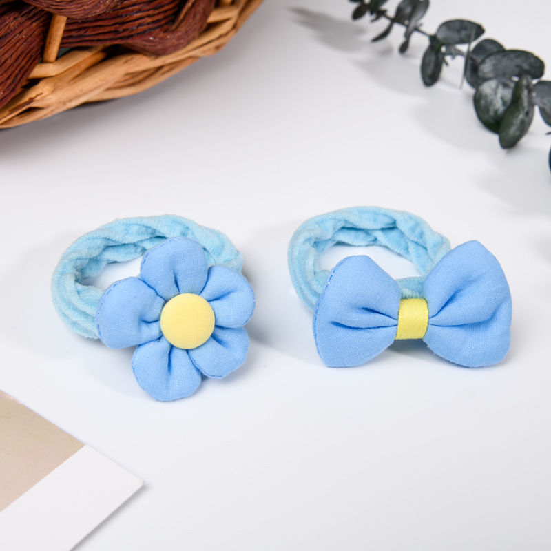 Children's fabric flower bow, elastic elastic hair band, girls' hair tie, towel band, hair accessory detail image 12