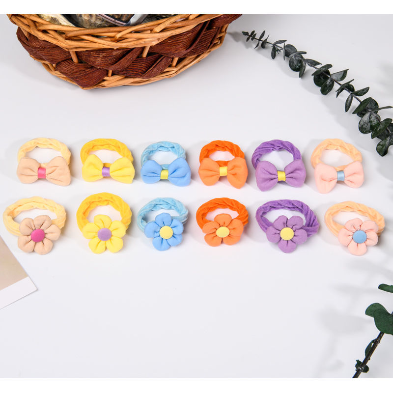 Children's fabric flower bow, elastic elastic hair band, girls' hair tie, towel band, hair accessory detail image 15