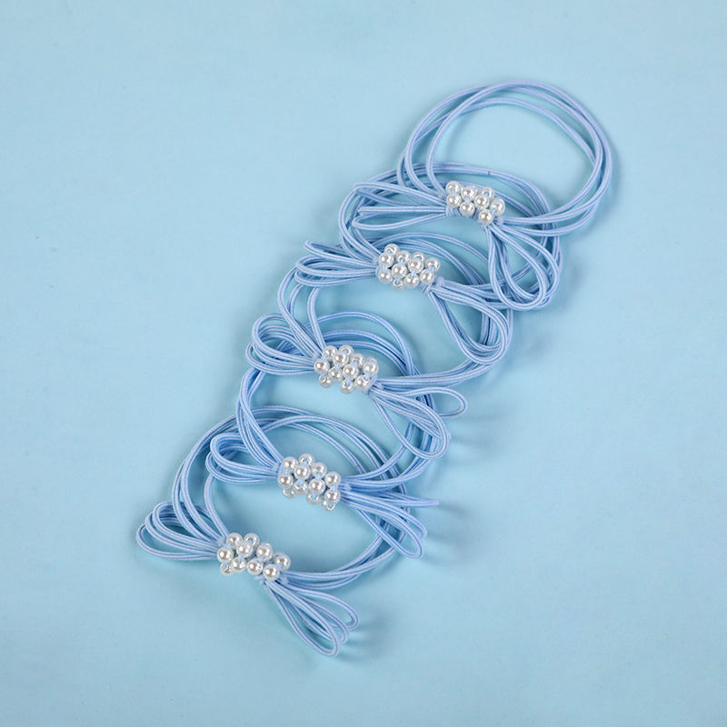 New simple bow pearl hair band, adult hair tie, women's hair tie, rubber band, fresh and basic hair accessory, hair tie detail image 13