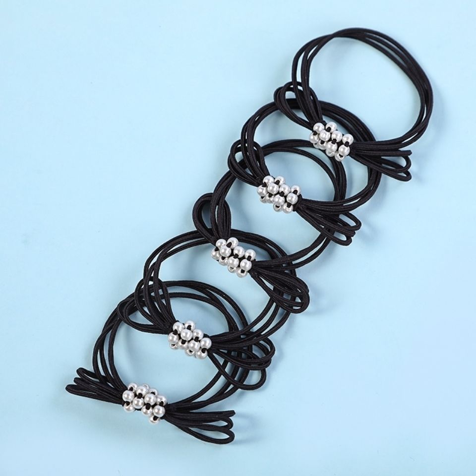 New simple bow pearl hair band, adult hair tie, women's hair tie, rubber band, fresh and basic hair accessory, hair tie detail image 9