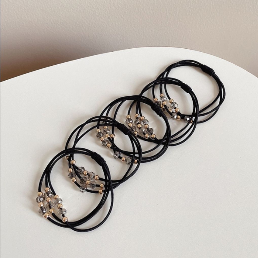 New hair tie, pearl water diamond Korean version, basic ponytail, popular Instagram hair band, rubber band, hair tie, hair accessory detail image 14