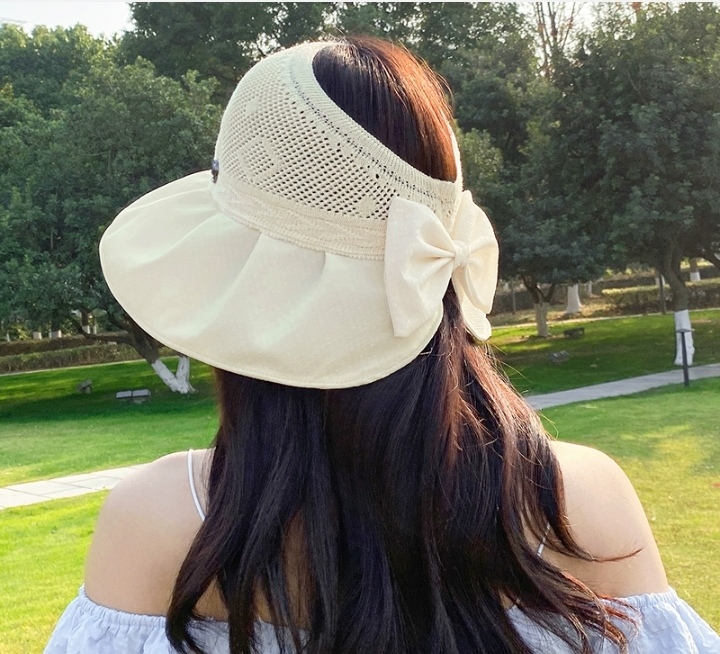 新款防晒帽子女士遮阳防紫外线夏天空顶帽防晒遮脸大帽沿透气女帽详情图4