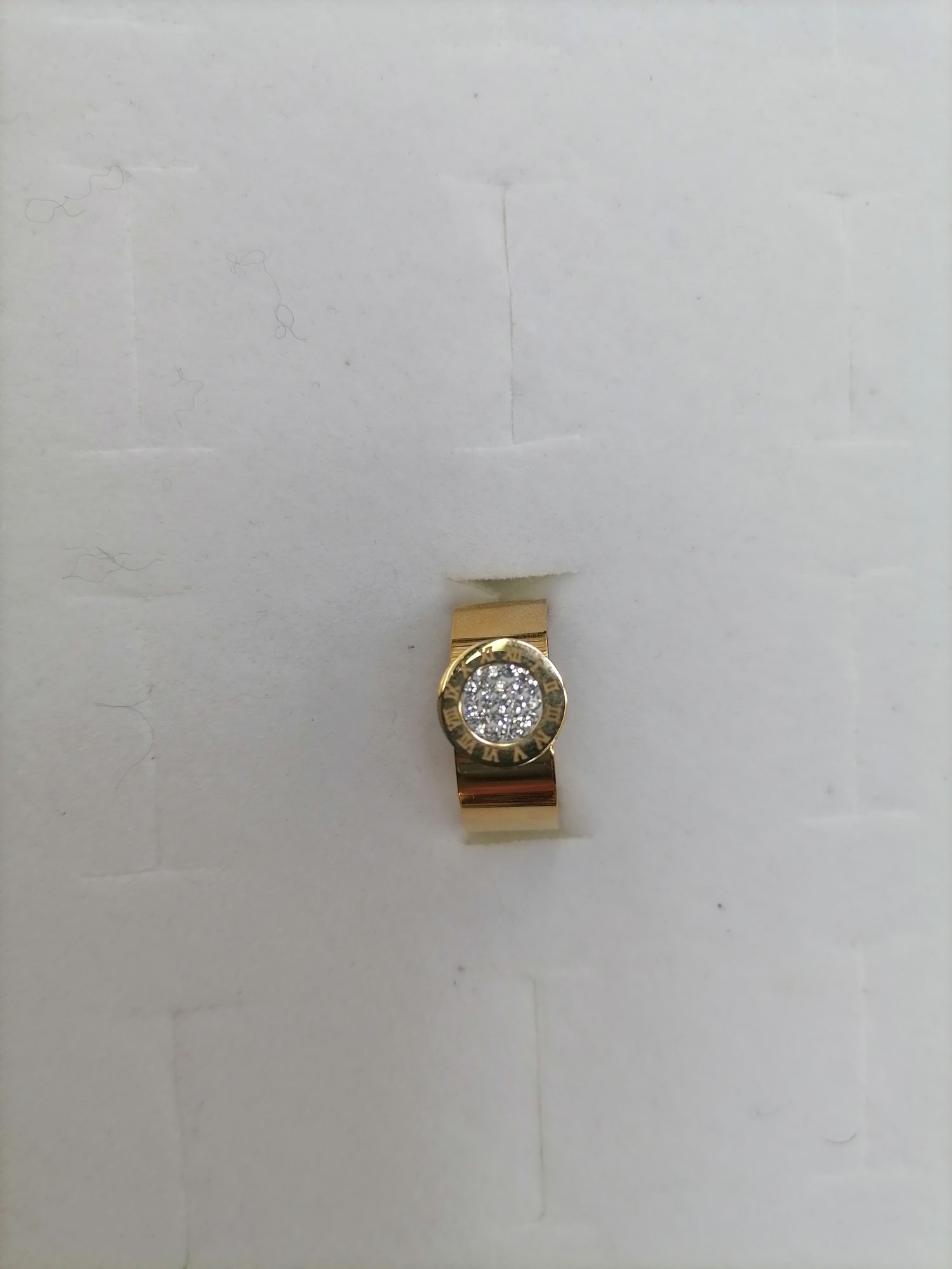 Titanium steel gold wide vintage clock ring with diamonds