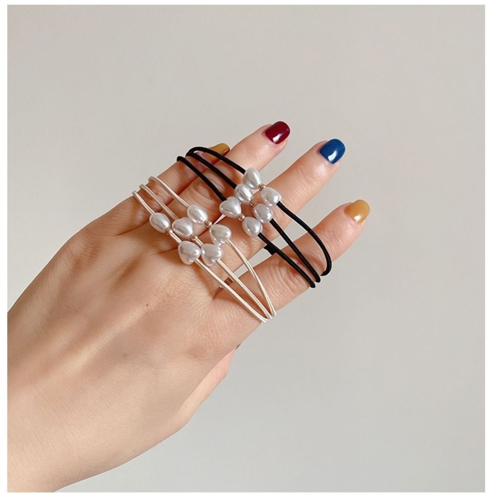 New hair tie, pearl water diamond Korean version, basic ponytail, popular Instagram hair band, rubber band, hair tie, hair accessory detail image 6
