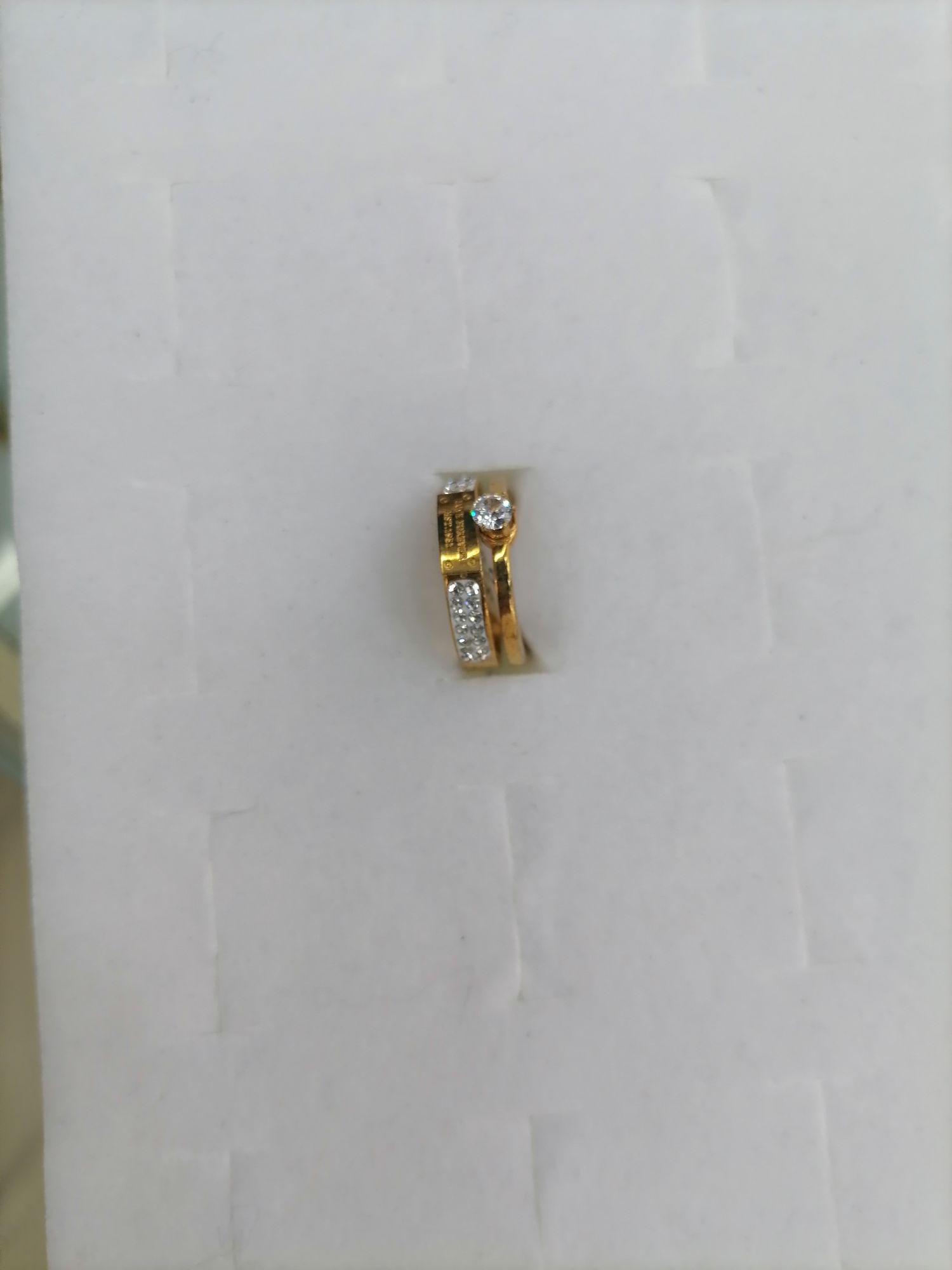 Titanium steel gold double-layer diamond love ring