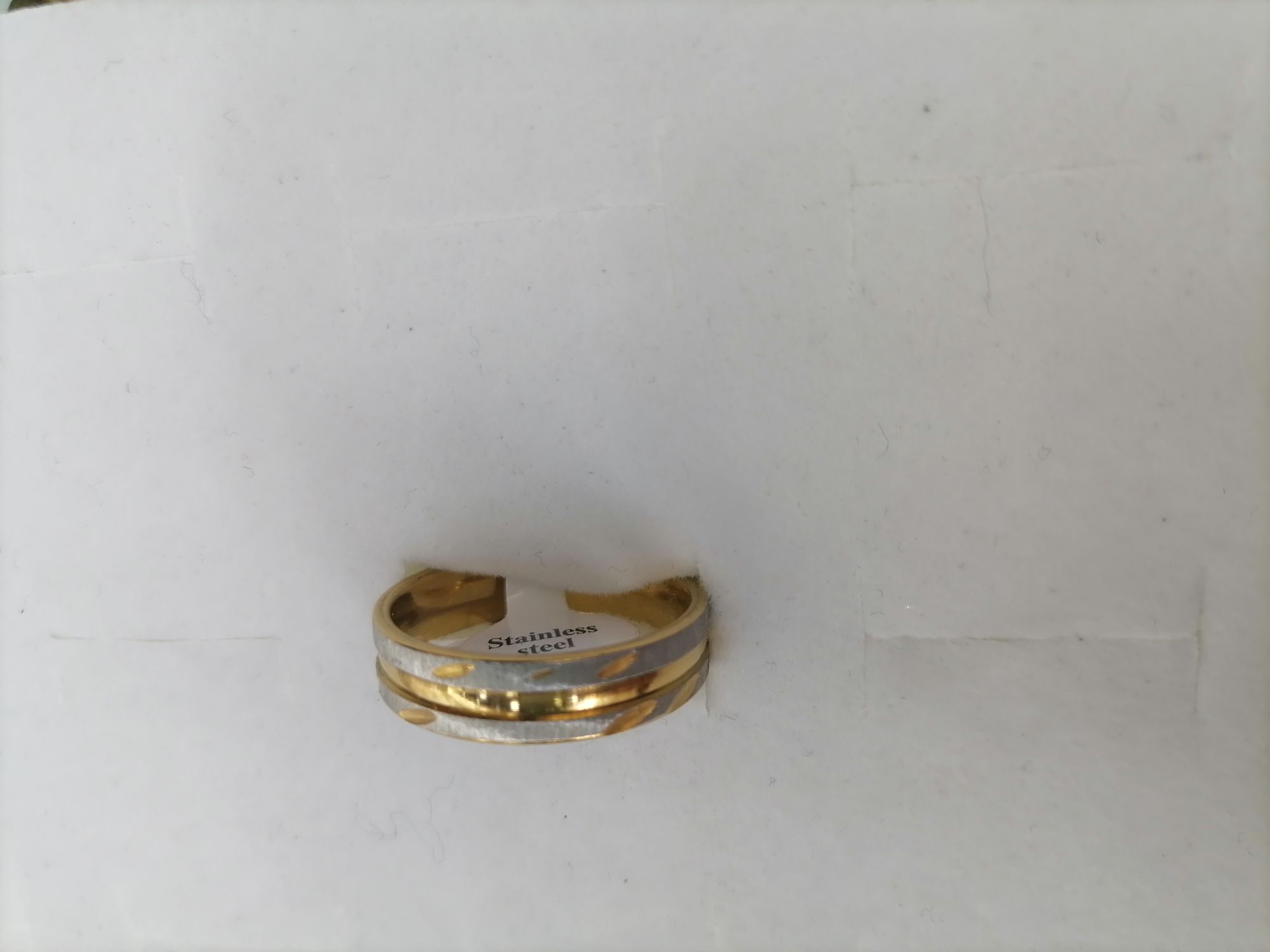 Titanium steel gradient gold outer three-stripe ring details Picture