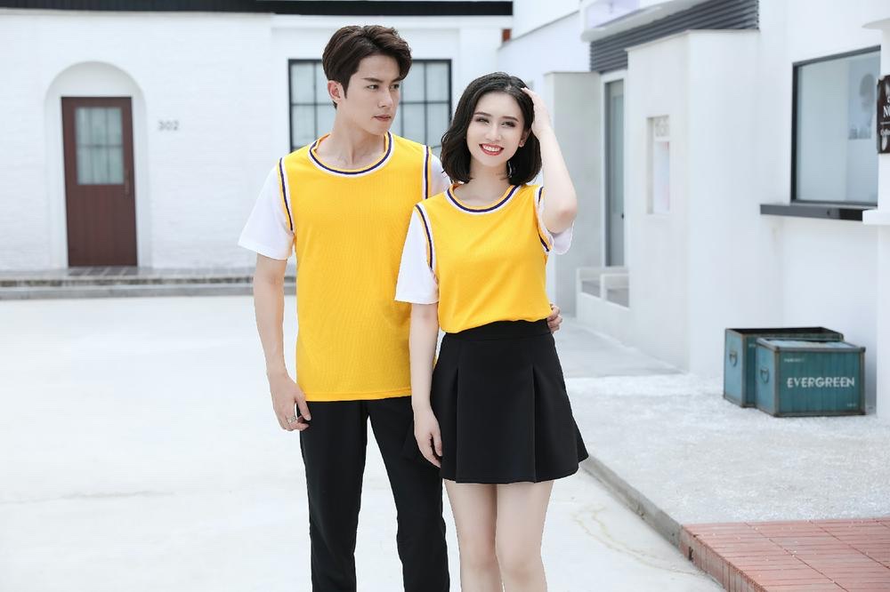 篮球服女T恤短袖比赛队训练学生运动假两件班服定制球衣套装夏季