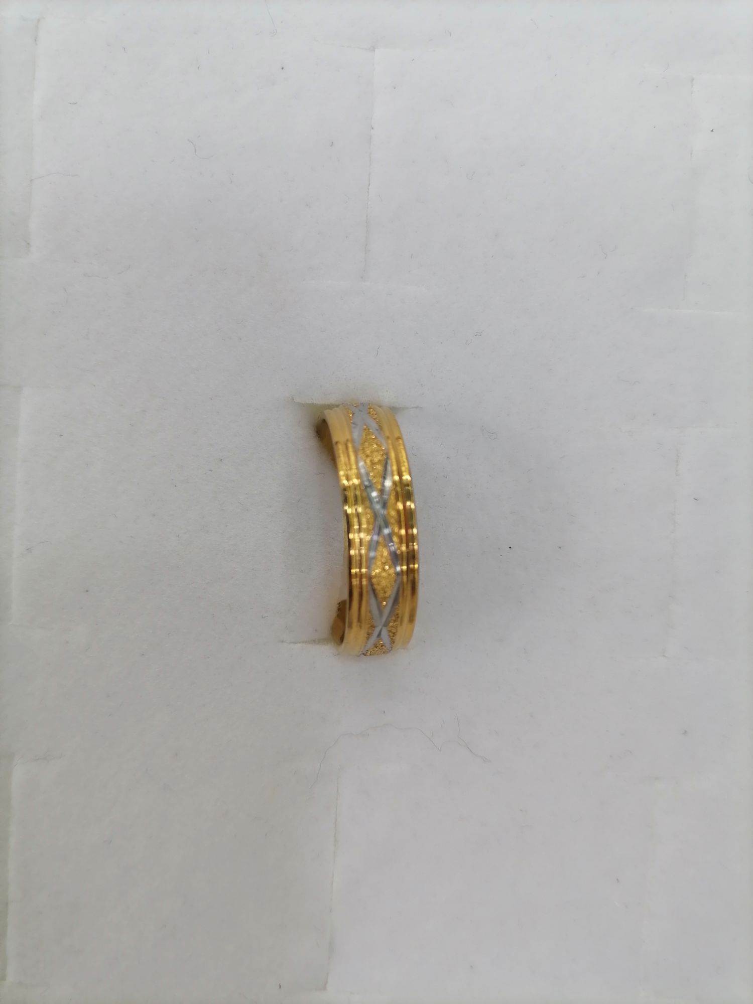 Titanium steel gradient gold single print outer flat ring detail image 2