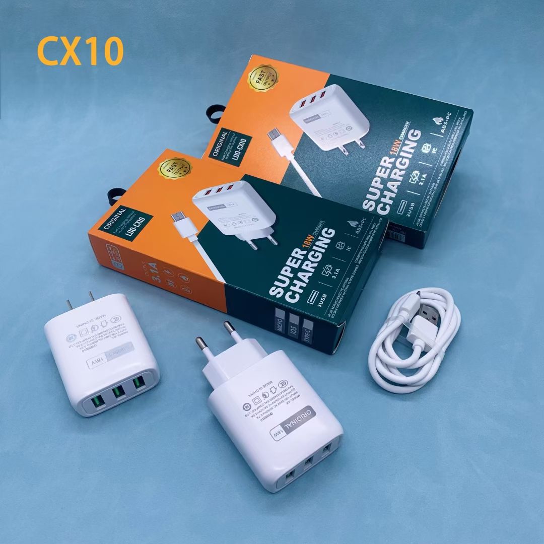 This multi-functional 3USB mobile phone charger is compatible with various mobile phones such as Apple, Huawei, VIVO, etc. for 2A Specification image