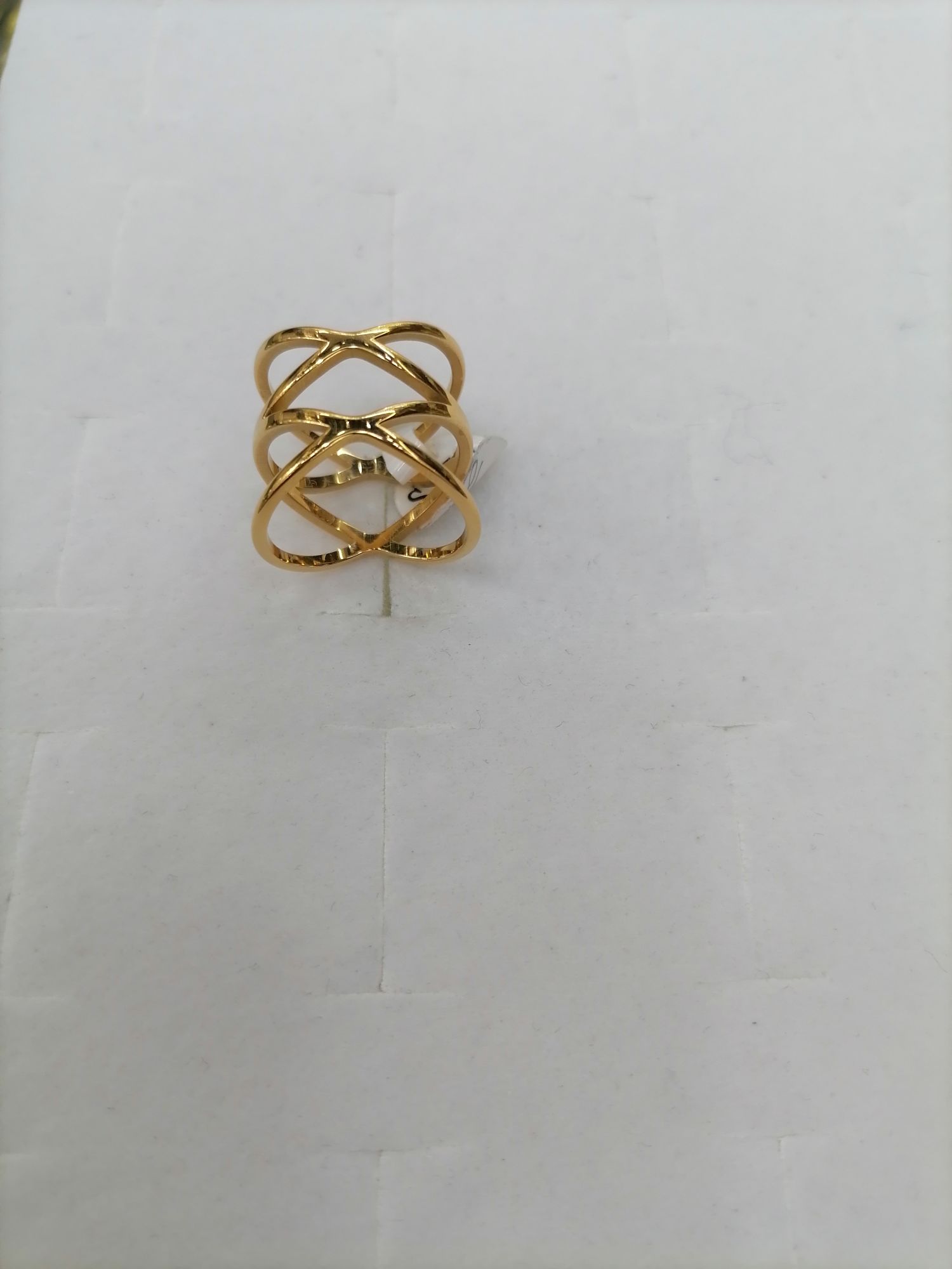 Titanium steel golden empty double x ring detail image 2