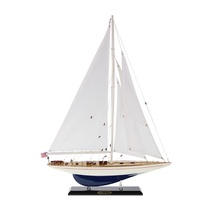 40cm美式直帆船蓝色白帆布仿古玄关摆件