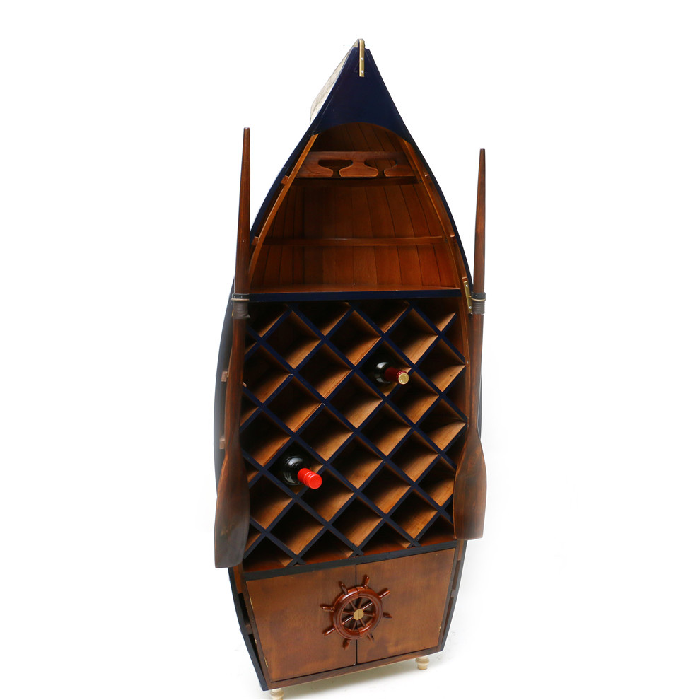 140cm船型酒柜地中海家具船形实木个性书架书柜酒柜置物展示架工艺品摆件