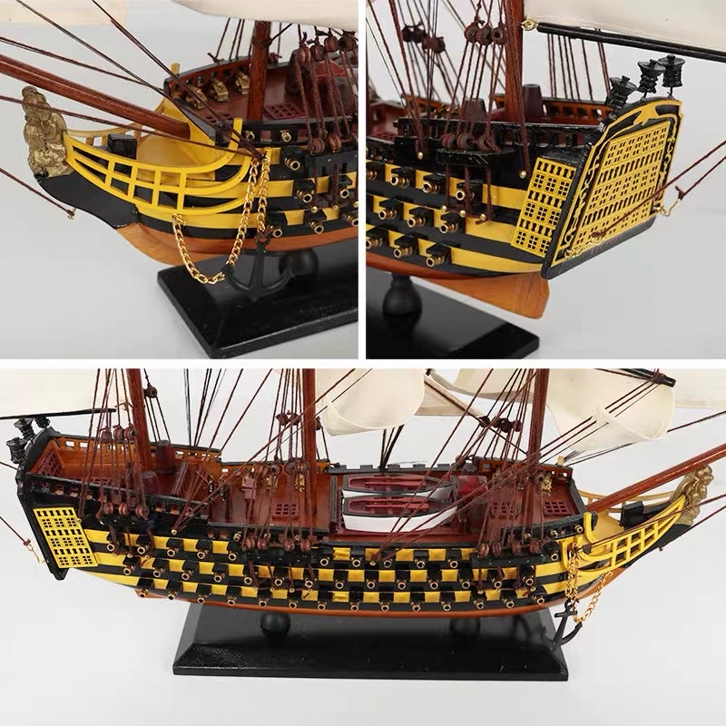 仿古/木制帆船/创意摆件产品图