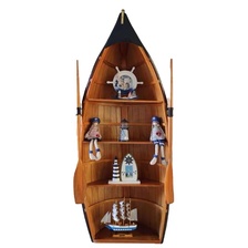 140cm船型书柜地中海家具船形实木个性储物柜书架书柜酒柜置物展示架工艺品摆件