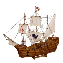 30cm圣玛利亚号哥伦布发现美洲新大陆实木质帆船模型地中海风格收藏品