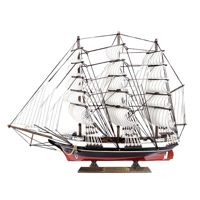 55cm复古仿真一帆风顺帆船模型木质创意家居客厅玄关摆件工艺会议纪念礼品图