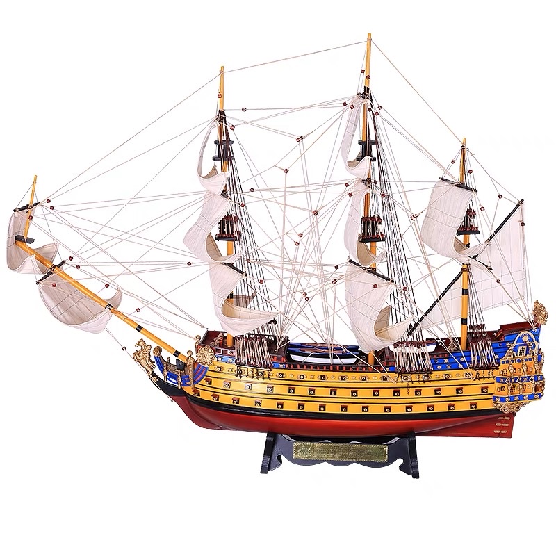 150cm超一流豪华制作皇家太阳号-豪华轻奢装饰品帆船模型一帆风顺摆件办公室酒店客厅摆设老总礼品