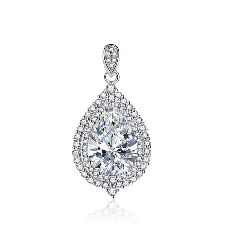 Zircon water drop pendant, fashionable and colorful color matching necklace, elegant yellow diamond and pink diamond large water drop pendant detail image 6
