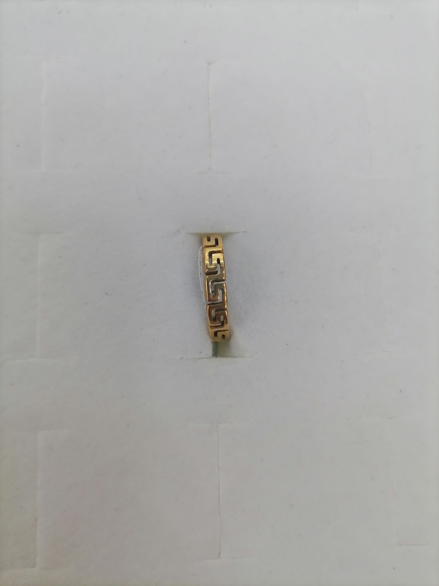 Titanium steel golden hollowed-out shoe-shaped ring